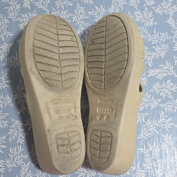 CROCS Womens Sz 9 Rhonda Beige Strappy Wedge Sandals - Picture 10 of 15
